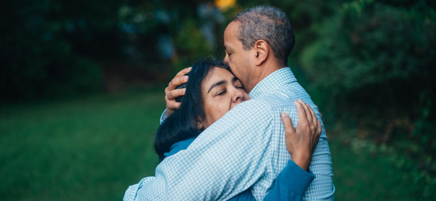 Man and woman hugging