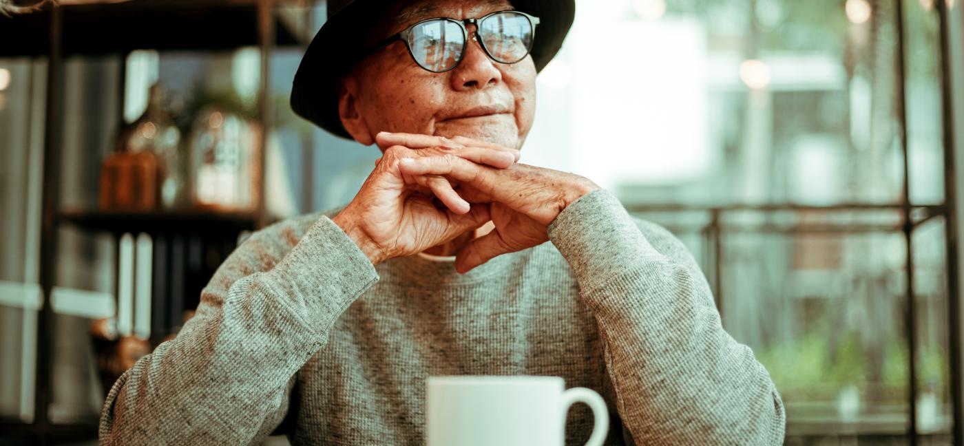 Older man in cafe
