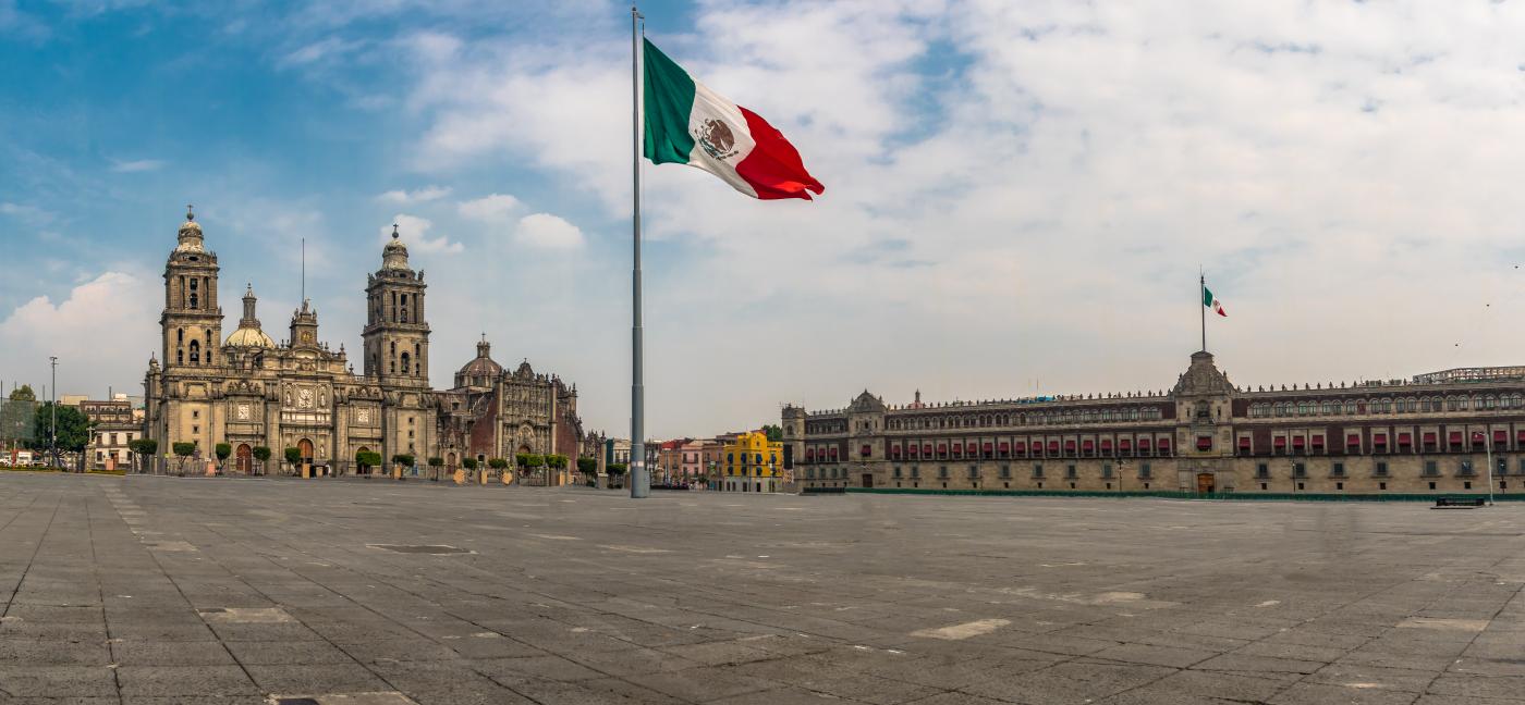 panoramic view of Zocalo and Cathedral - Mexico City