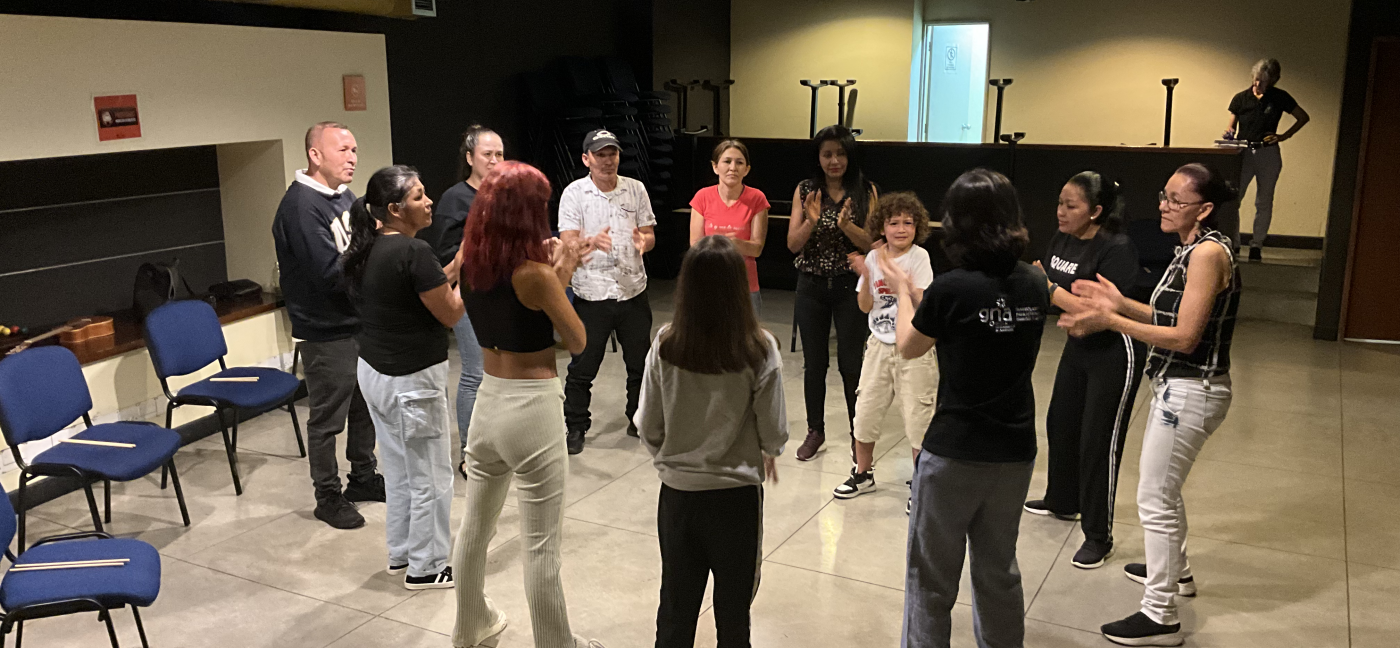 Atlantic Fellow Cathy Correa Lopera leads a music and movement workshop