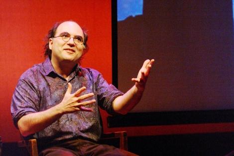 Josh Kornbluth performs one of his monologues. As part of his fellowship at GBHI, he is developing a one-man show on the subject of dementia. Photo courtesy of Josh Kornbluth