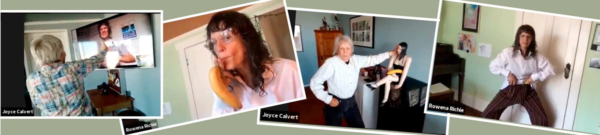 Rowena dances with a banana