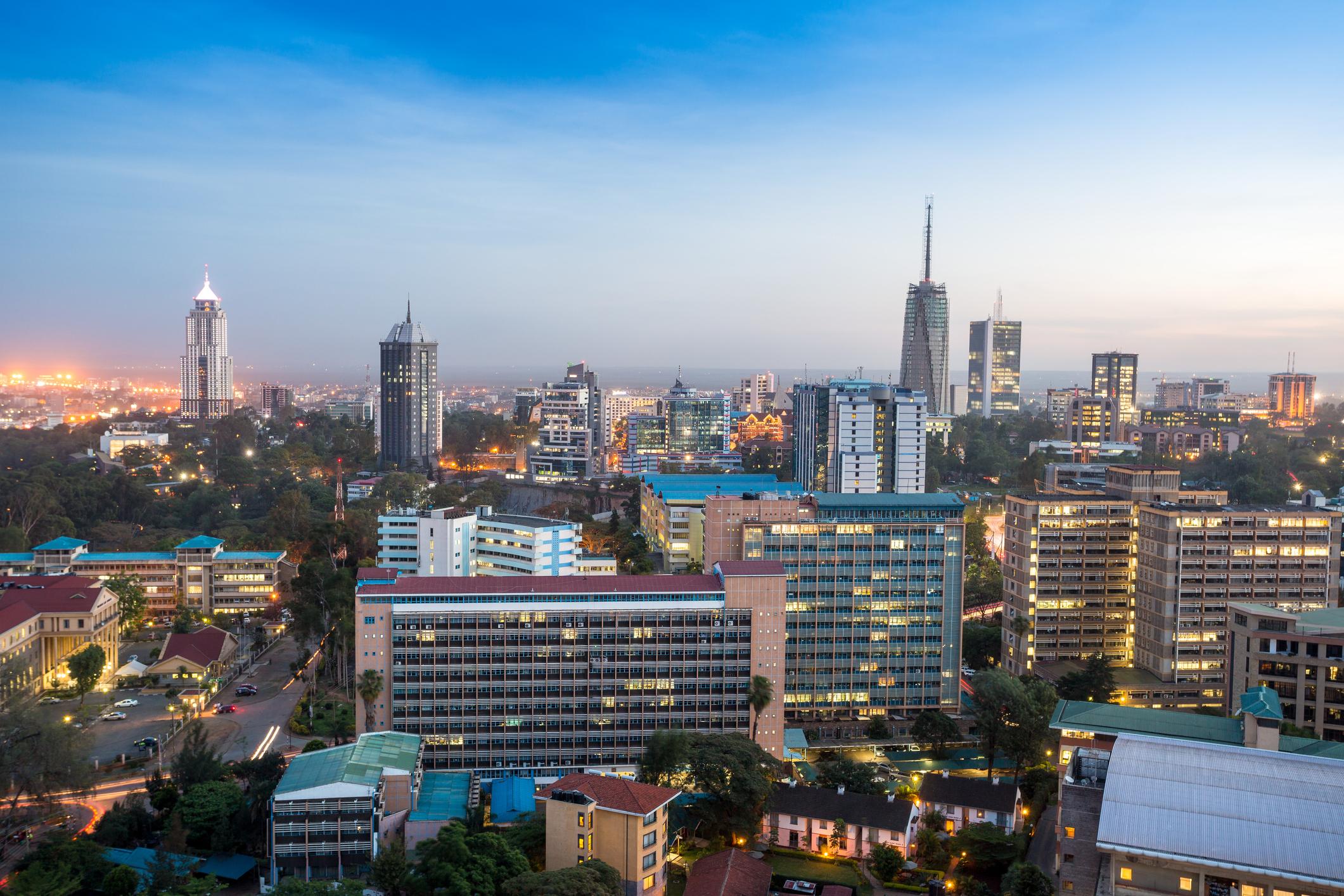 Modern Nairobi cityscape - capital city of Kenya, East Africa