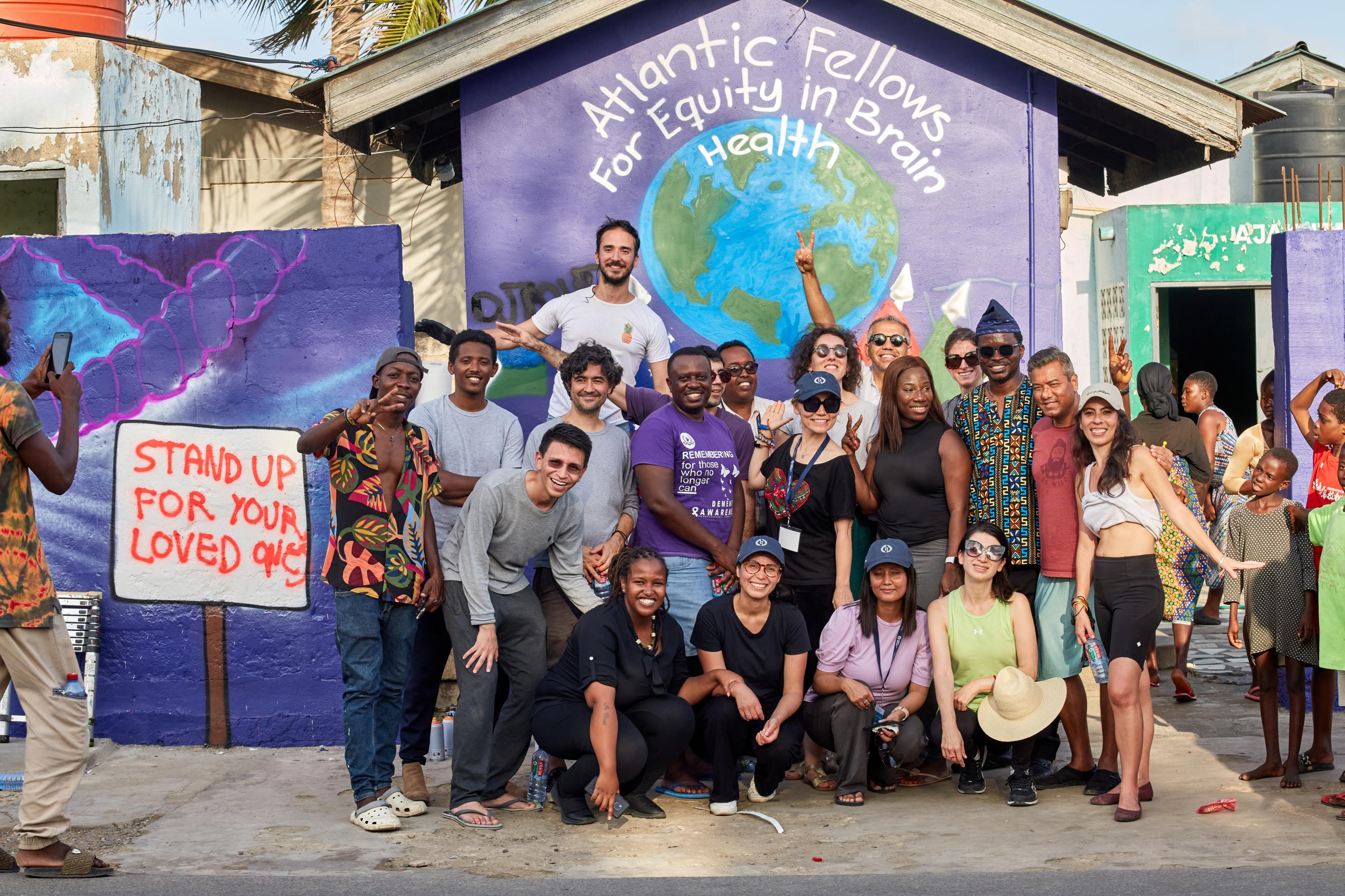 Atlantic Fellows and street mural in Ghana
