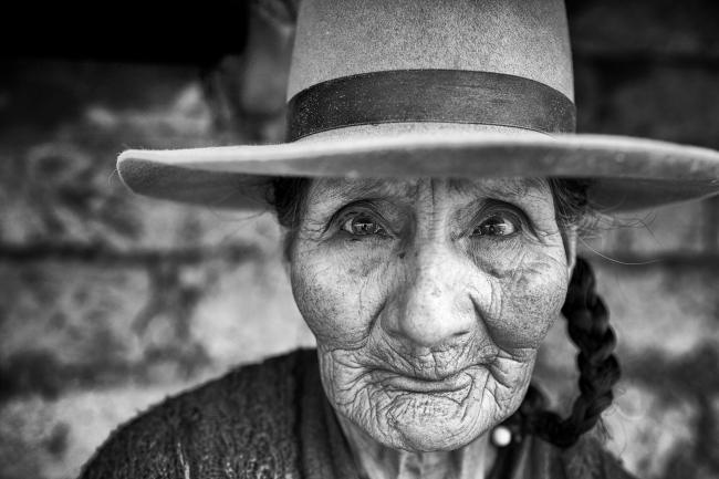 Portrait of older Peruvian woman