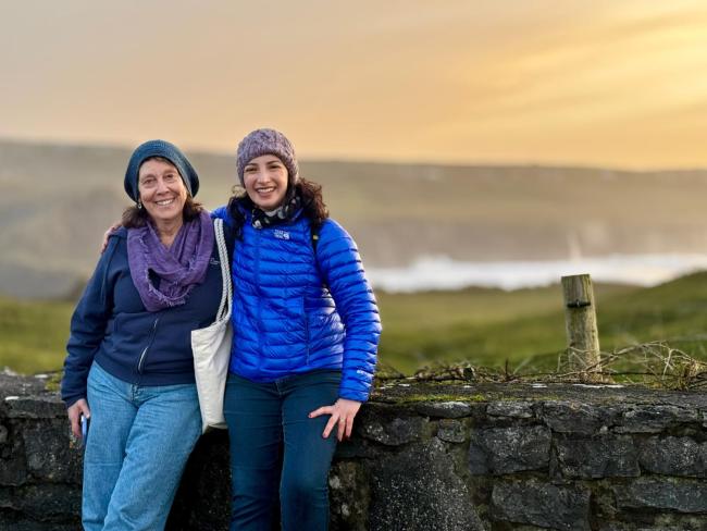 mind and camellia with Irish coast in the background