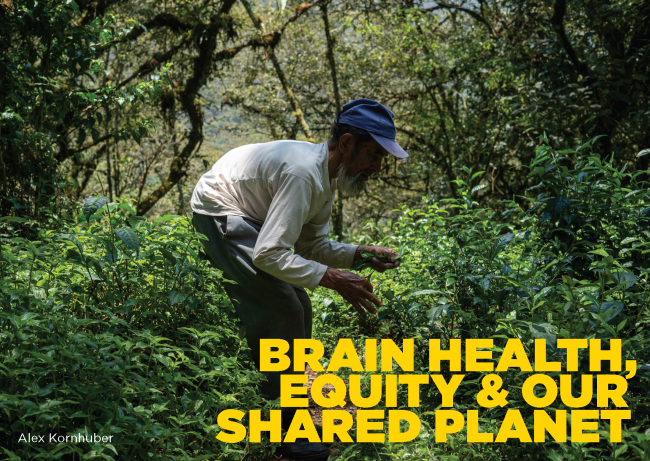man in forest with title of inaugural Chuck Feeney Lecture