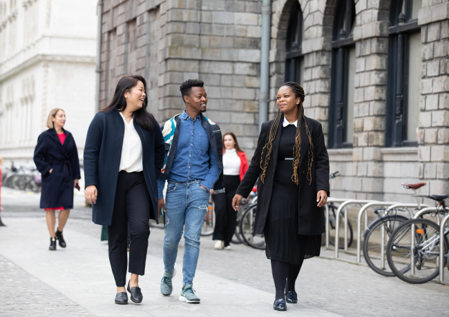 Atlantic Fellows walking on the Trinity campus