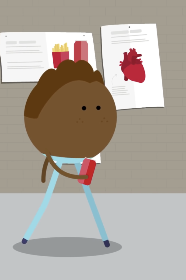 Cartoon walking down street