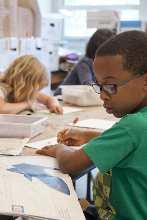 Children working in a classroom