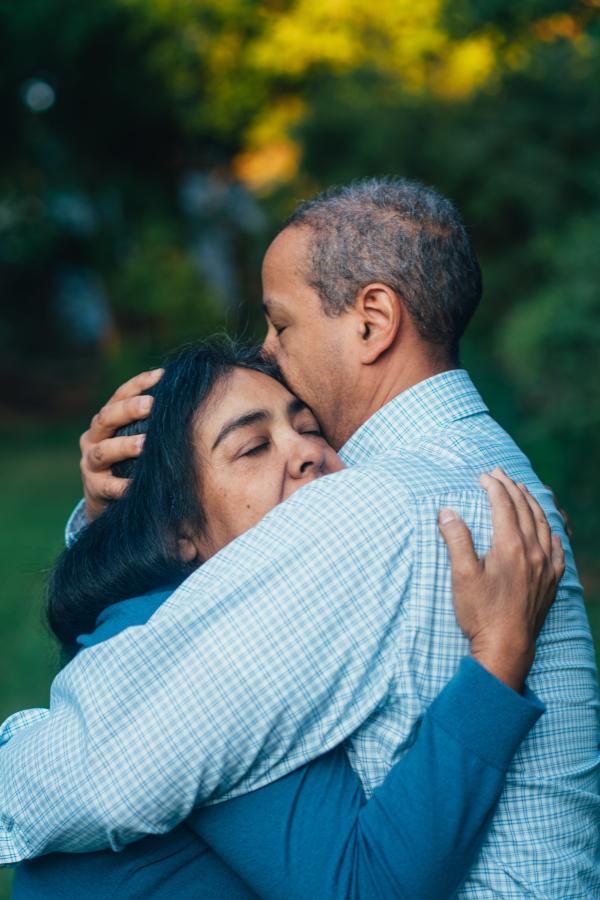Man and woman hugging
