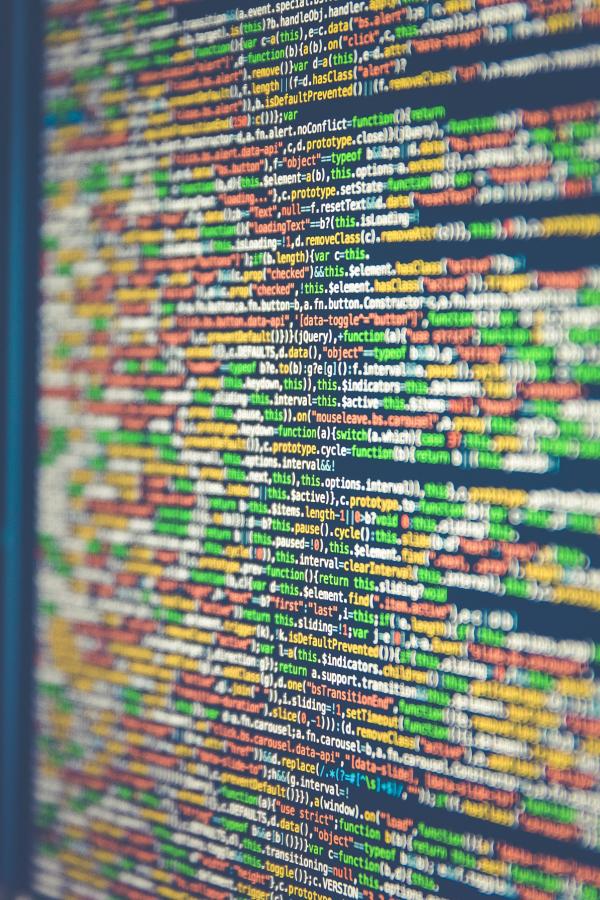 Computer code on a monitor