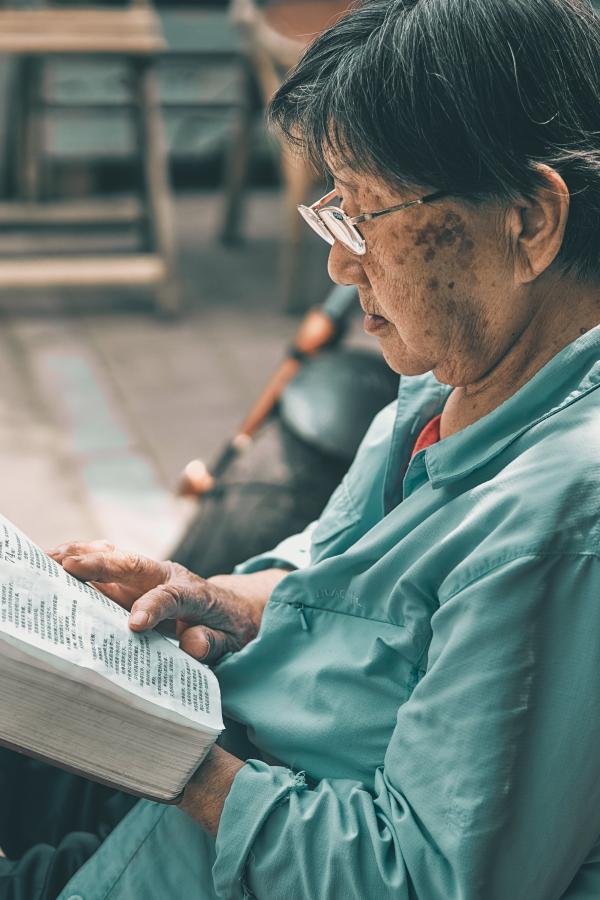 Older woman reading