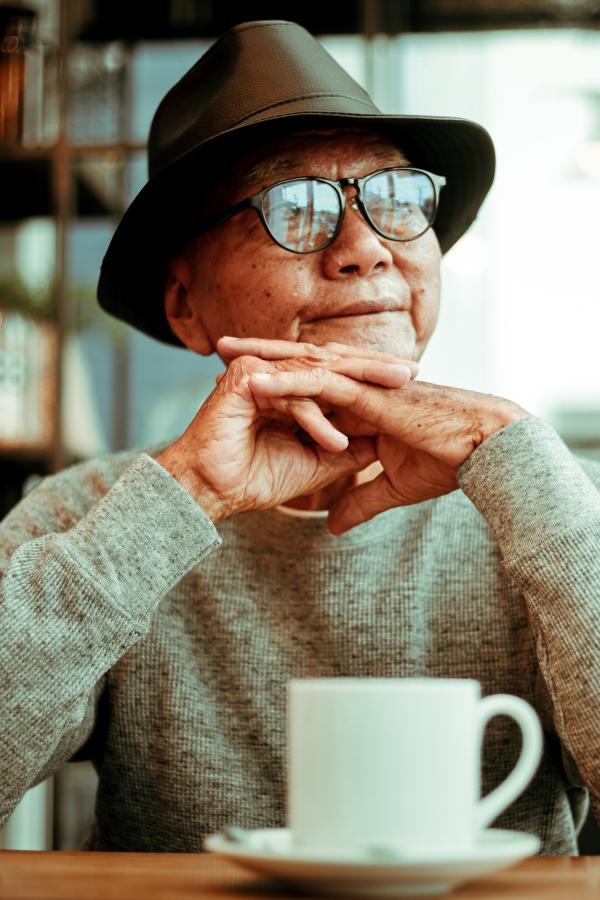 Older man in cafe