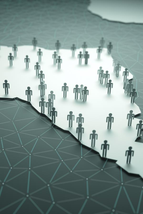 Aerial view of South America Population map