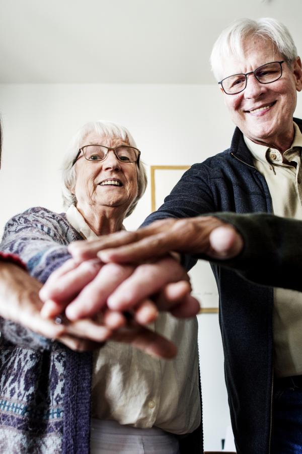 Group of senior friends support concept