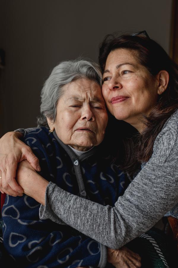 older woman with family caregiver