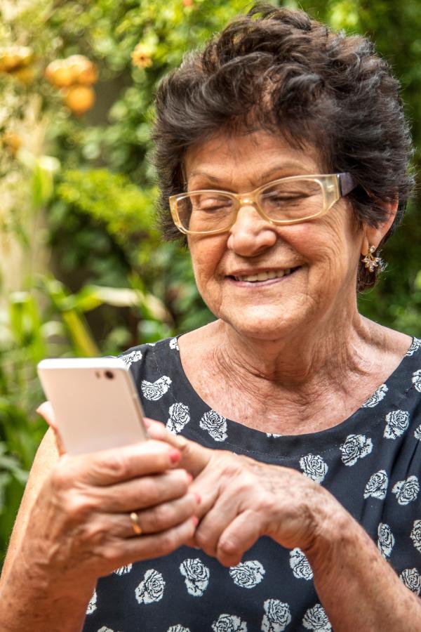 Older woman using smartphone