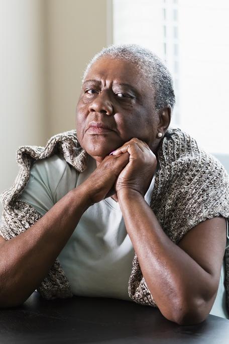 Lonely senior African-American woman