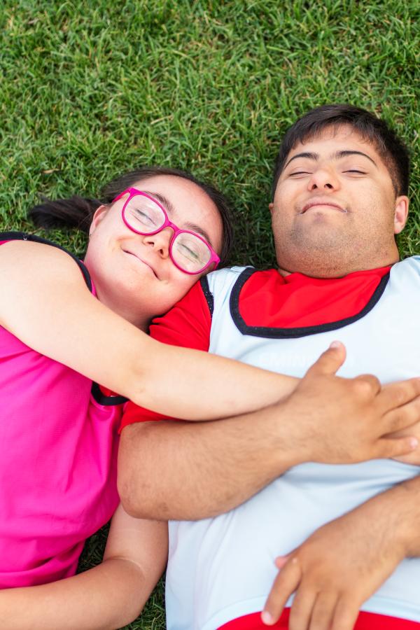 Young couple lying down