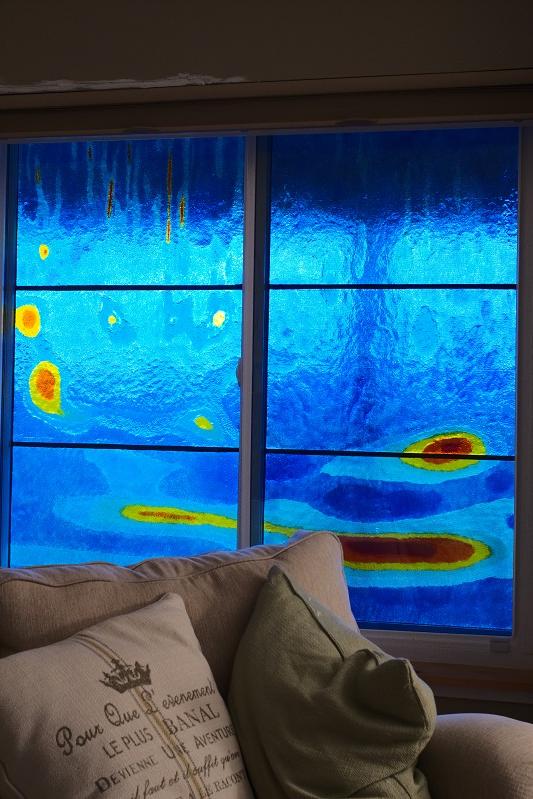 Stained glass window by Atlantic Fellow Mick O'Kelly