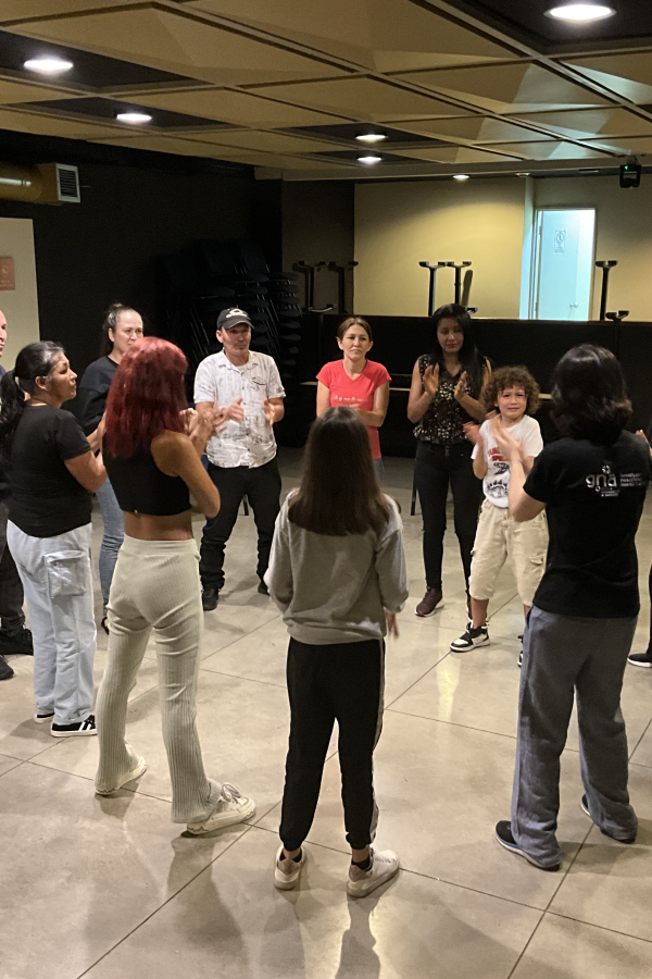 Atlantic Fellow Cathy Correa Lopera leads a music and movement workshop