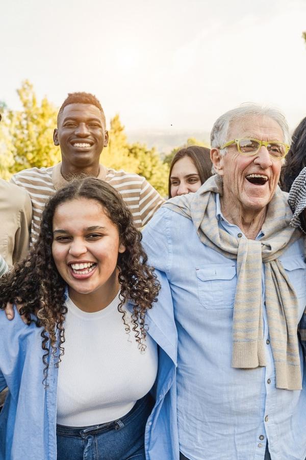 group of happy people of different ages