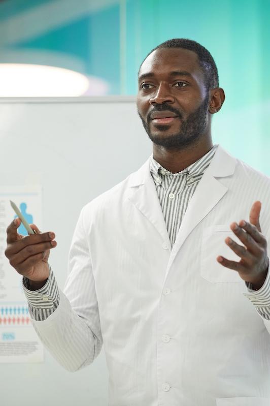 African doctor teaching
