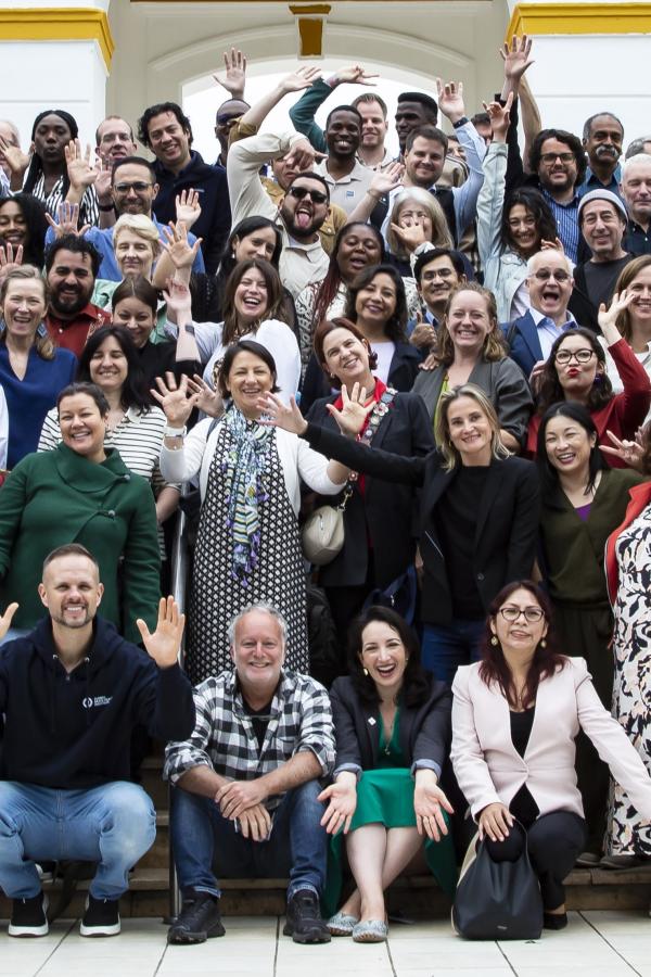 GBHI community members gather outside of Victor Larco Herrera Hospital in Lima, Peru