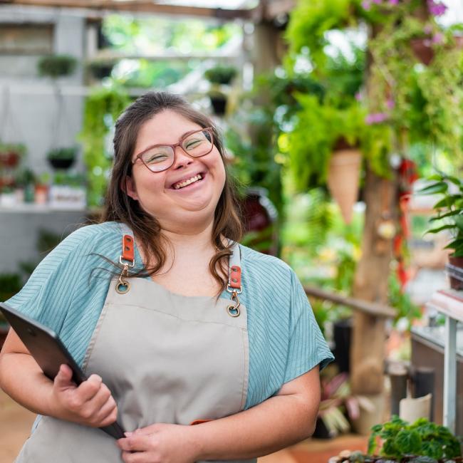 happy young woman with down syndrome