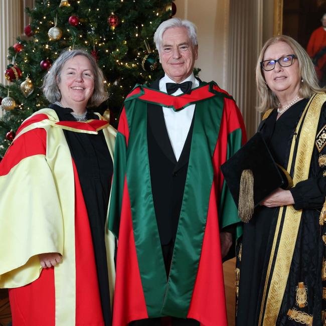 Honorary Degree Ian Robertson with Trinity Provost and Mary McAleese