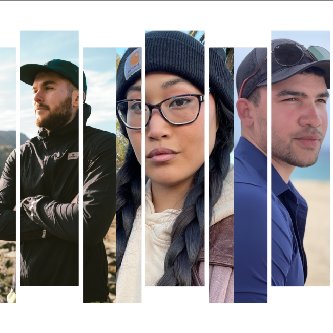 Collage of six diverse young people in vertical strips