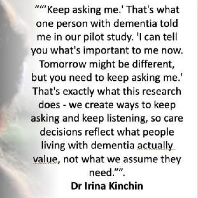 Picture of irina Kinchen and with a quote