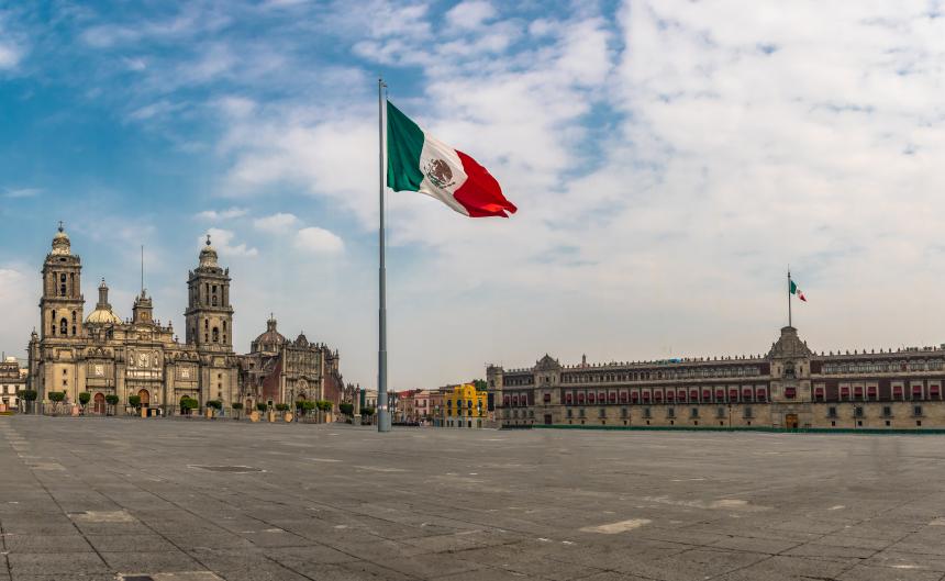 panoramic view of Zocalo and Cathedral - Mexico City
