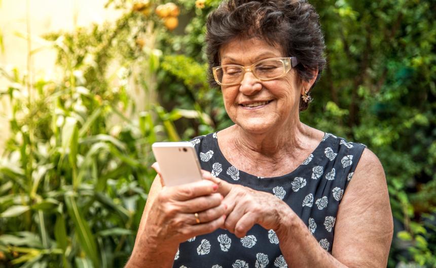 Older woman using smartphone
