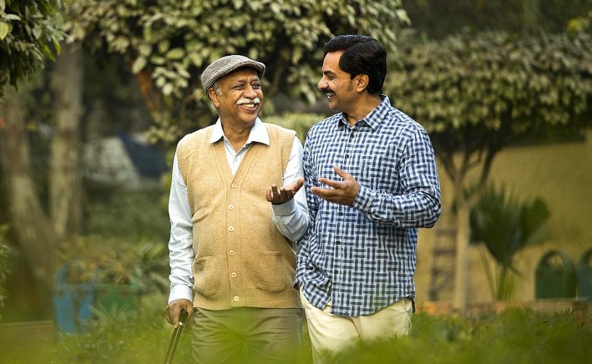 Indian old man walking