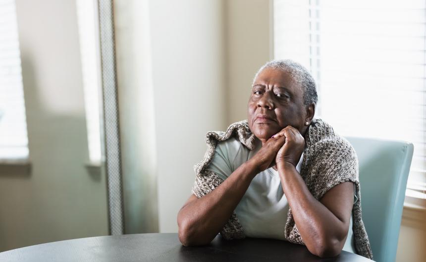 Lonely senior African-American woman