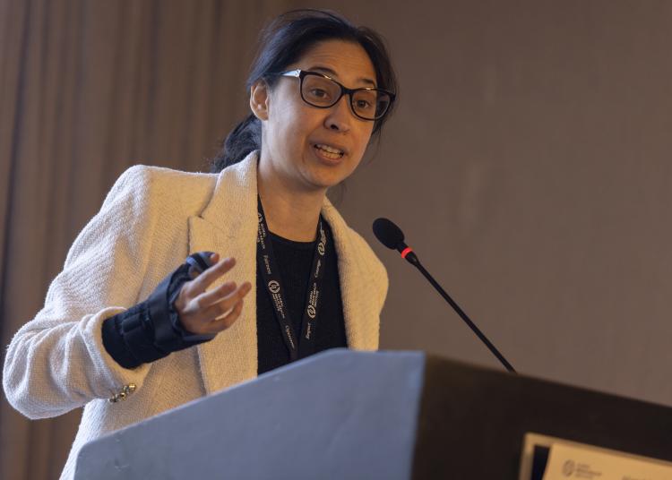 Global Atlantic Fellow Stefanie Pina Escudero speaks at the GBHI Annual Conference 2023 in Mexico City.