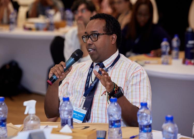 Djibril Moussa speaks at the GBHI Leadership Retreat in Ghana