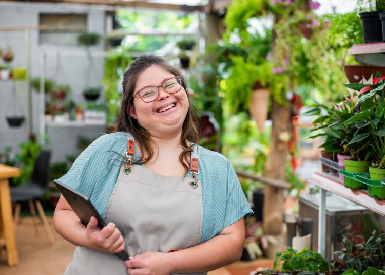 happy young woman with down syndrome